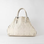 Ermanno Scervinno Off White Lazer Cut Leather Tote Bag