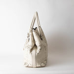 Ermanno Scervinno Off White Lazer Cut Leather Tote Bag
