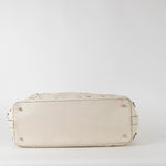 Ermanno Scervinno Off White Lazer Cut Leather Tote Bag