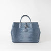 Longchamp Blue Croc Embossed Leather Bag