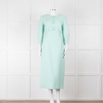 Emilia Wickstead Mint Green Boucle Dress With Toggle Front Detail