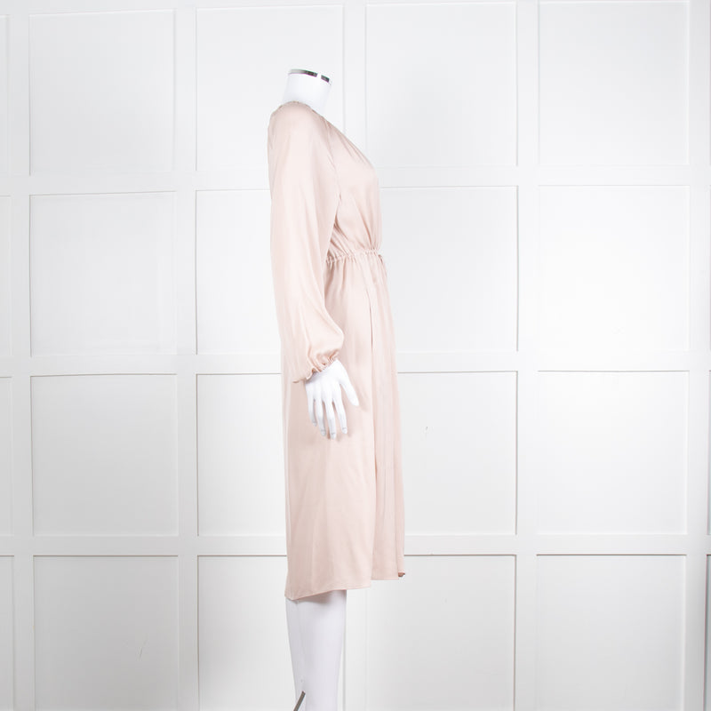 Theory Blush Pink Silk Drawstring Waist Dress
