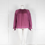Vince Purple Silk Beige Vest Long Sleeve Blouse
