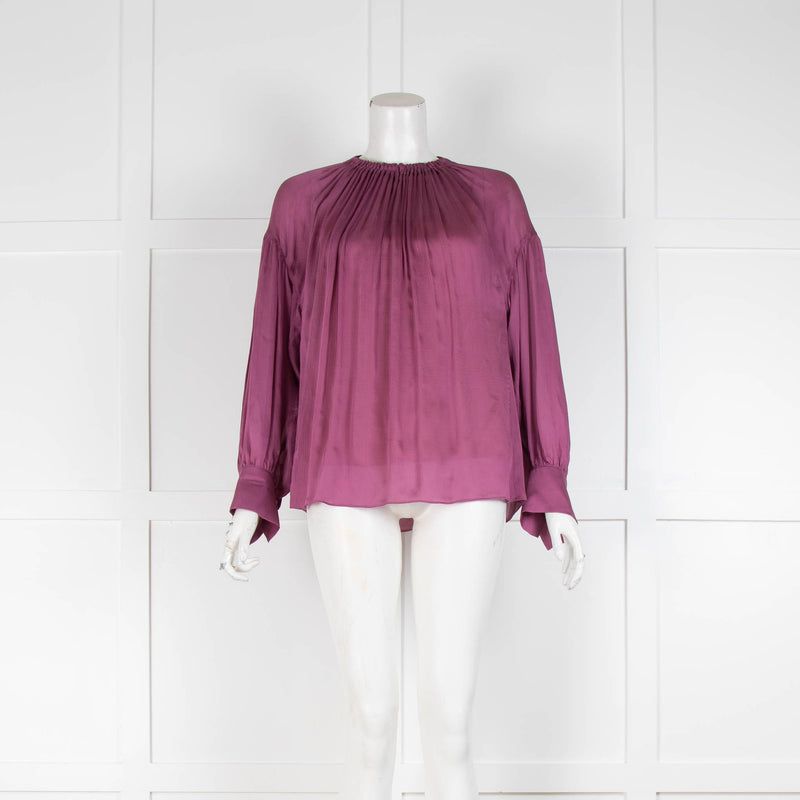 Vince Purple Silk Beige Vest Long Sleeve Blouse