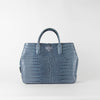 Longchamp Blue Croc Embossed Leather Bag