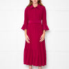 Belulah Dark Pink Corduroy Tailored Bodice Long Dress