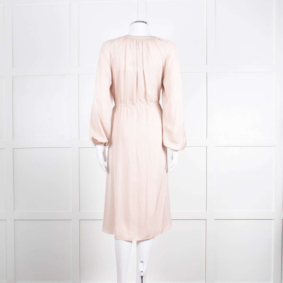 Theory Blush Pink Silk Drawstring Waist Dress