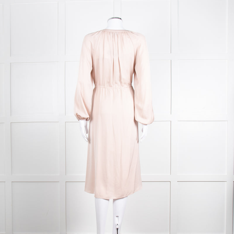Theory Blush Pink Silk Drawstring Waist Dress