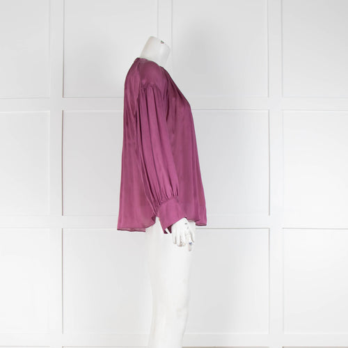 Vince Purple Silk Beige Vest Long Sleeve Blouse