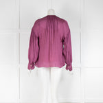 Vince Purple Silk Beige Vest Long Sleeve Blouse
