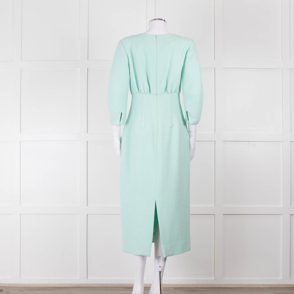 Emilia Wickstead Mint Green Boucle Dress With Toggle Front Detail