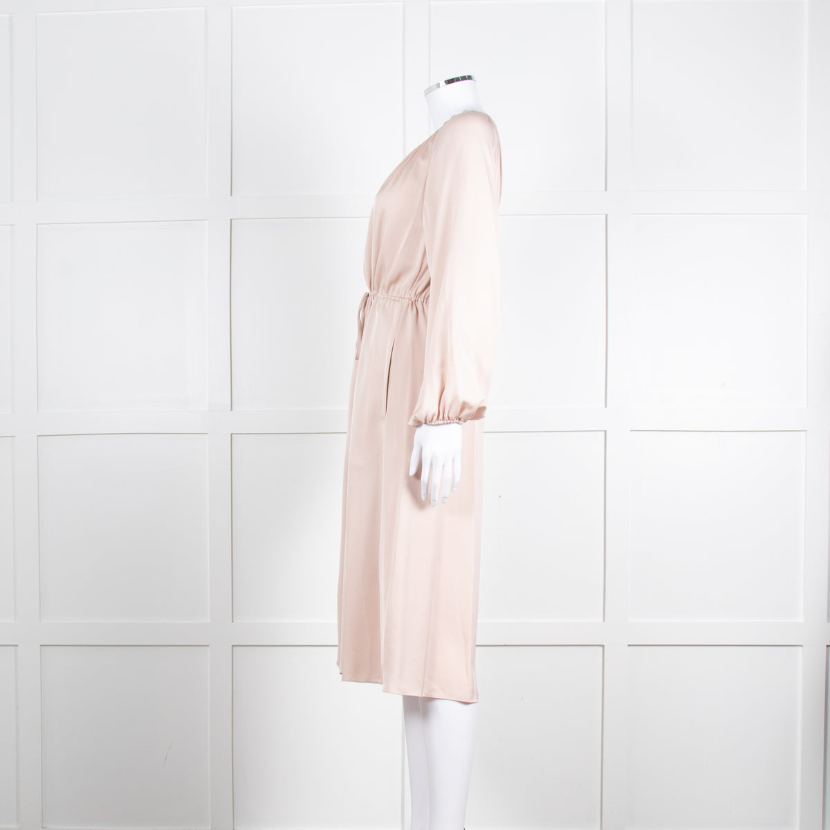 Theory Blush Pink Silk Drawstring Waist Dress