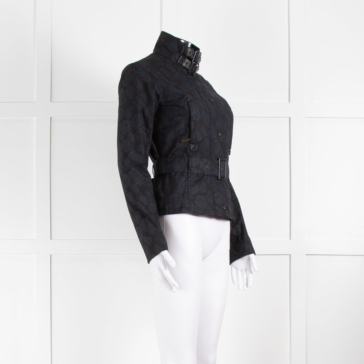 Barbour Navy Floral Print Peplum Jacket