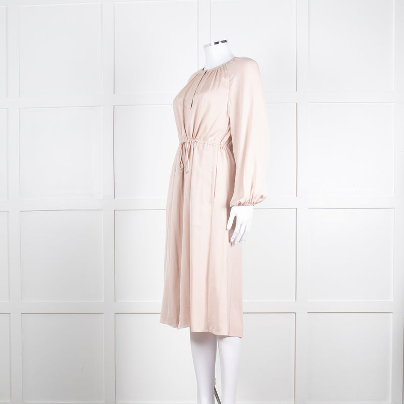 Theory Blush Pink Silk Drawstring Waist Dress