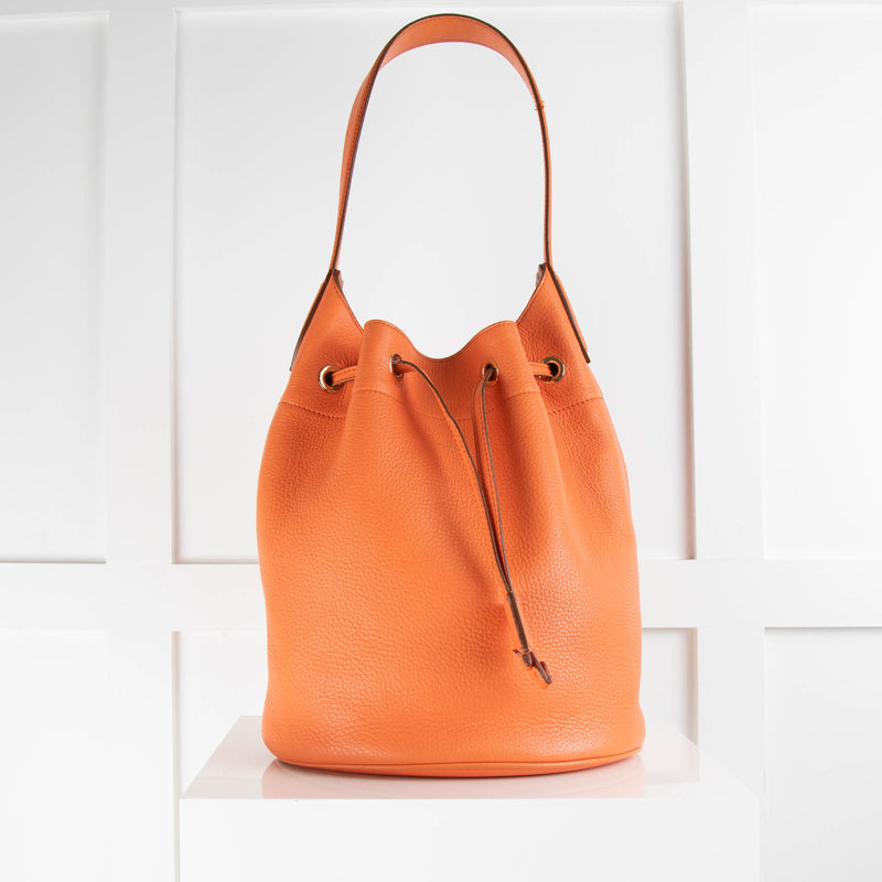 Max Mara Orange Front Tie Small Bucket Bag