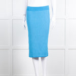 Partow Blue Stretch Rib Knit Skirt