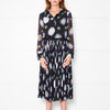 Kenzo Black Cream Lilac Green Fine Pleated Midi Dress