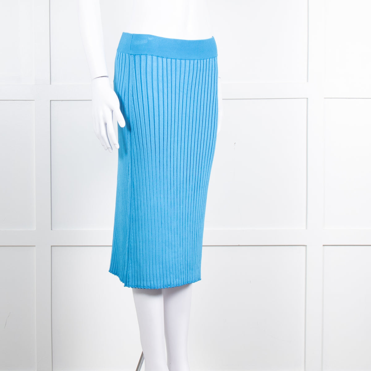 Partow Blue Stretch Rib Knit Skirt