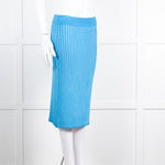 Partow Blue Stretch Rib Knit Skirt