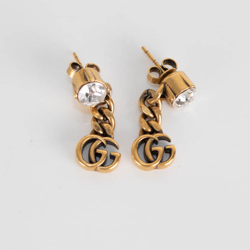 Gucci GG Crystal Embellished Drop Earrings