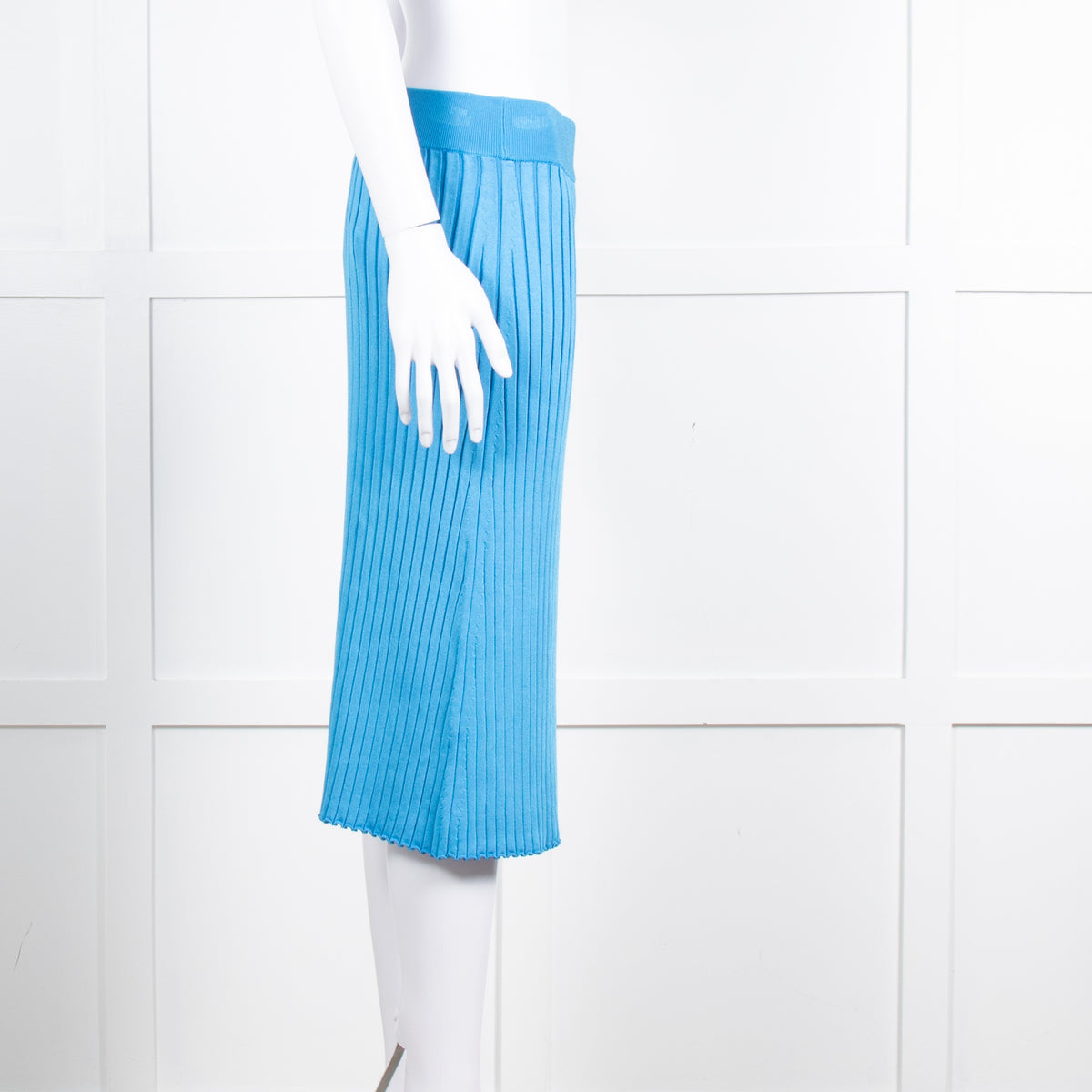Partow Blue Stretch Rib Knit Skirt