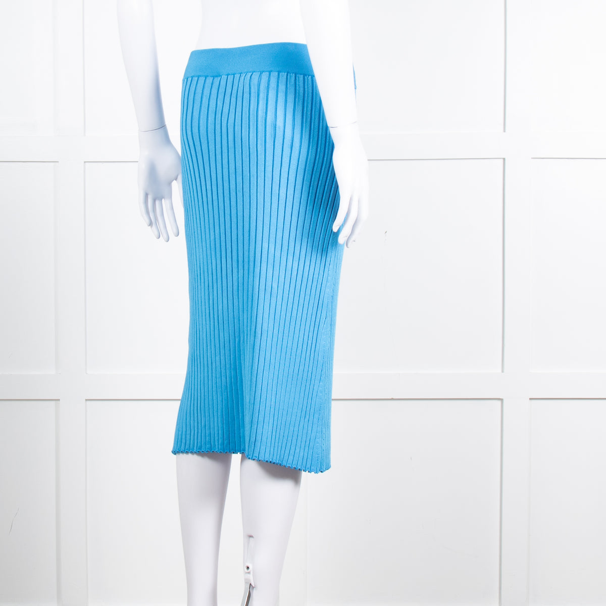 Partow Blue Stretch Rib Knit Skirt