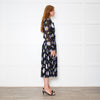 Kenzo Black Cream Lilac Green Fine Pleated Midi Dress