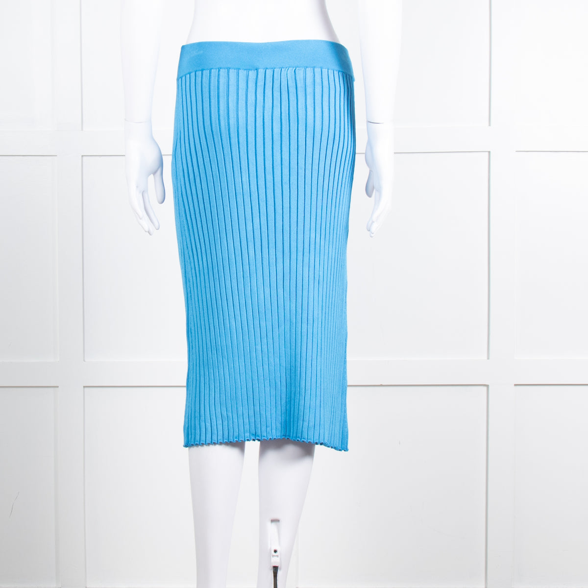 Partow Blue Stretch Rib Knit Skirt