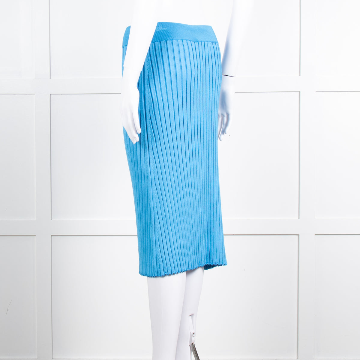 Partow Blue Stretch Rib Knit Skirt