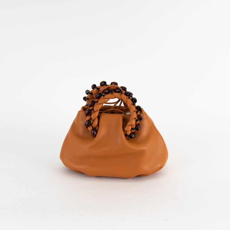 Hereu Brown Plaited Handle Small Bag