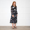 Kenzo Black Cream Lilac Green Fine Pleated Midi Dress
