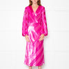 Rebecca Vallance Magenta Pink Velvet Striped V-Neck Dress