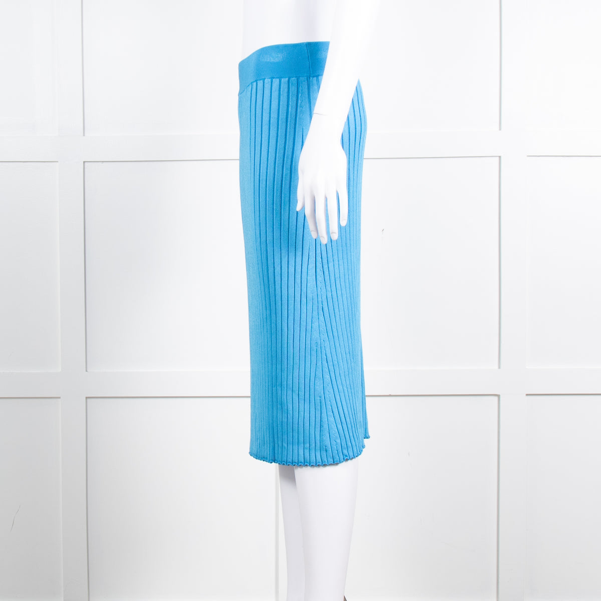 Partow Blue Stretch Rib Knit Skirt