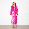 Rebecca Vallance Magenta Pink Velvet Striped V-Neck Dress