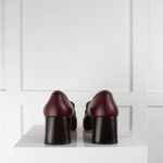 Tory Burch Burgundy Gold Studs Square Heel Shoes