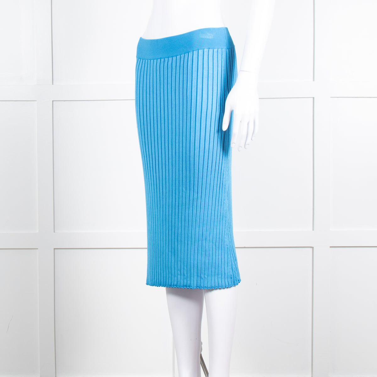 Partow Blue Stretch Rib Knit Skirt