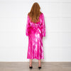 Rebecca Vallance Magenta Pink Velvet Striped V-Neck Dress
