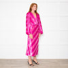 Rebecca Vallance Magenta Pink Velvet Striped V-Neck Dress