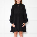 Stine Goya Black Textured Check Full Oversized Dress