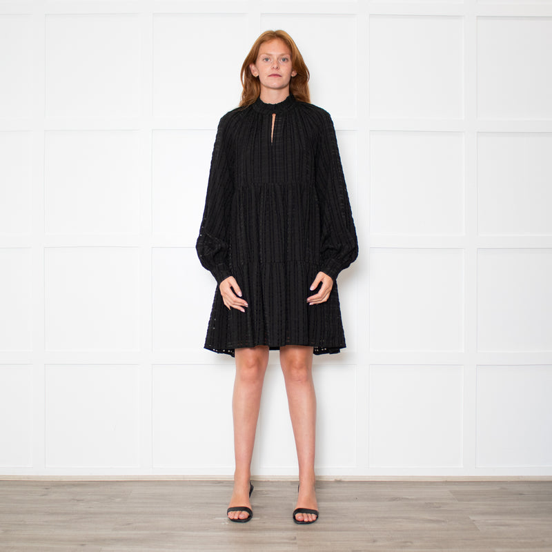 Stine Goya Black Textured Check Full Oversized Dress