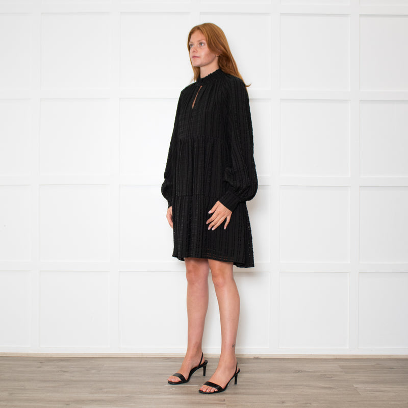 Stine Goya Black Textured Check Full Oversized Dress