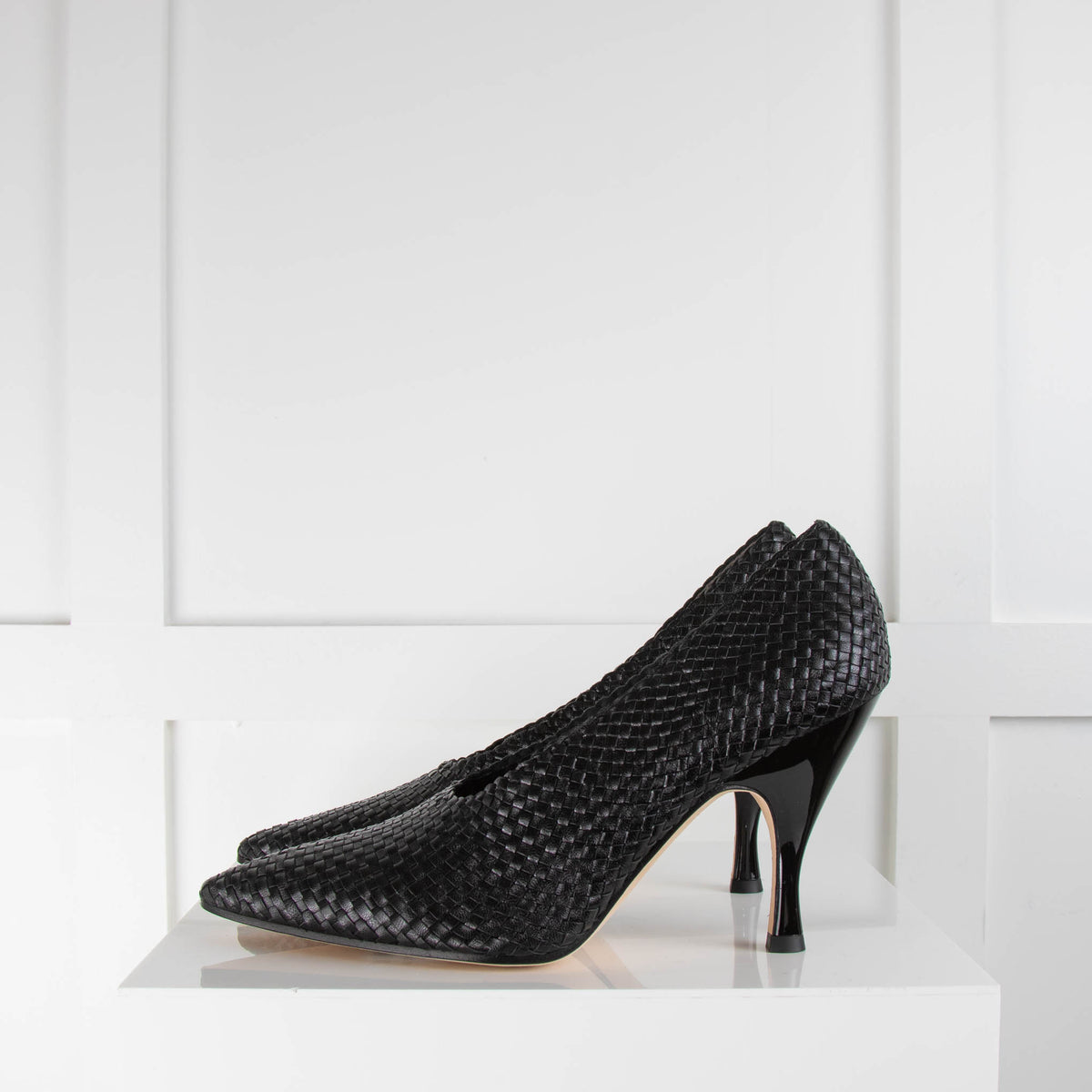 Tory Burch Black Braided Leather Pumps