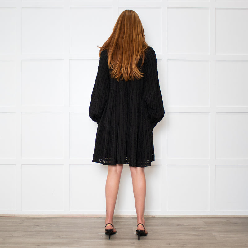Stine Goya Black Textured Check Full Oversized Dress