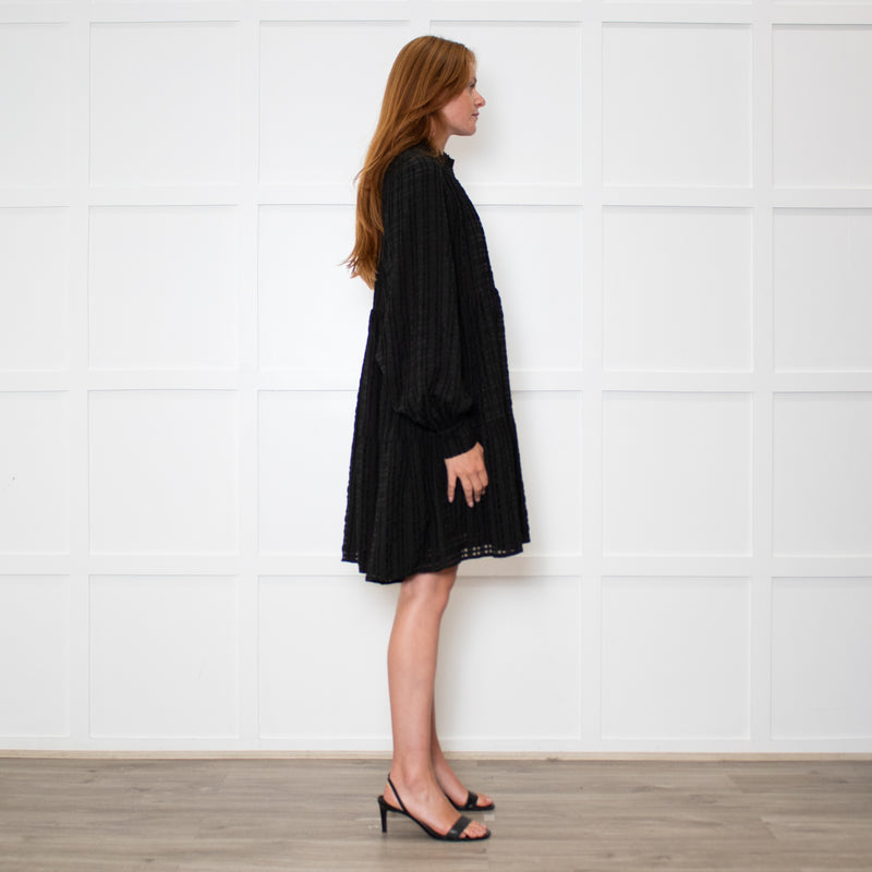 Stine Goya Black Textured Check Full Oversized Dress