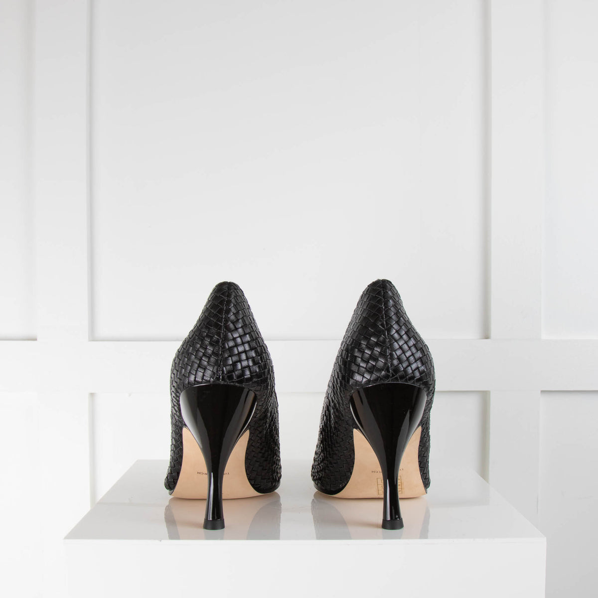 Tory Burch Black Braided Leather Pumps