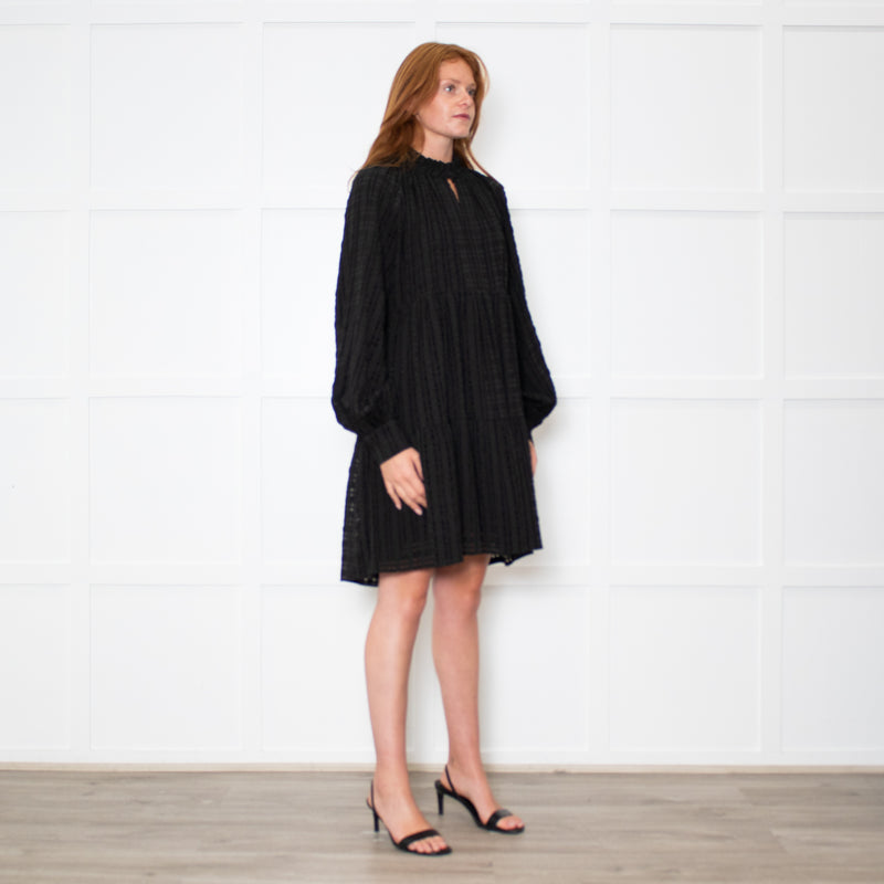 Stine Goya Black Textured Check Full Oversized Dress