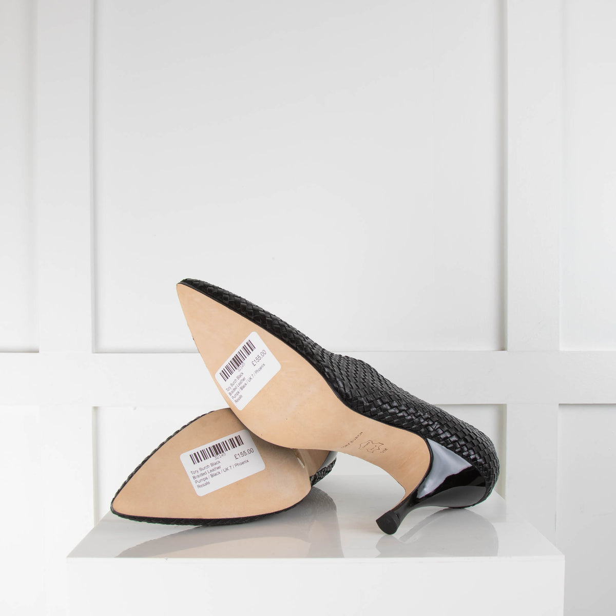 Tory Burch Black Braided Leather Pumps