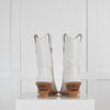 Fendi White Cowboy Cutwalk Boots With Grey Logo