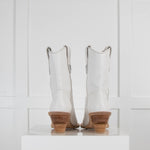 Fendi White Cowboy Cutwalk Boots With Grey Logo