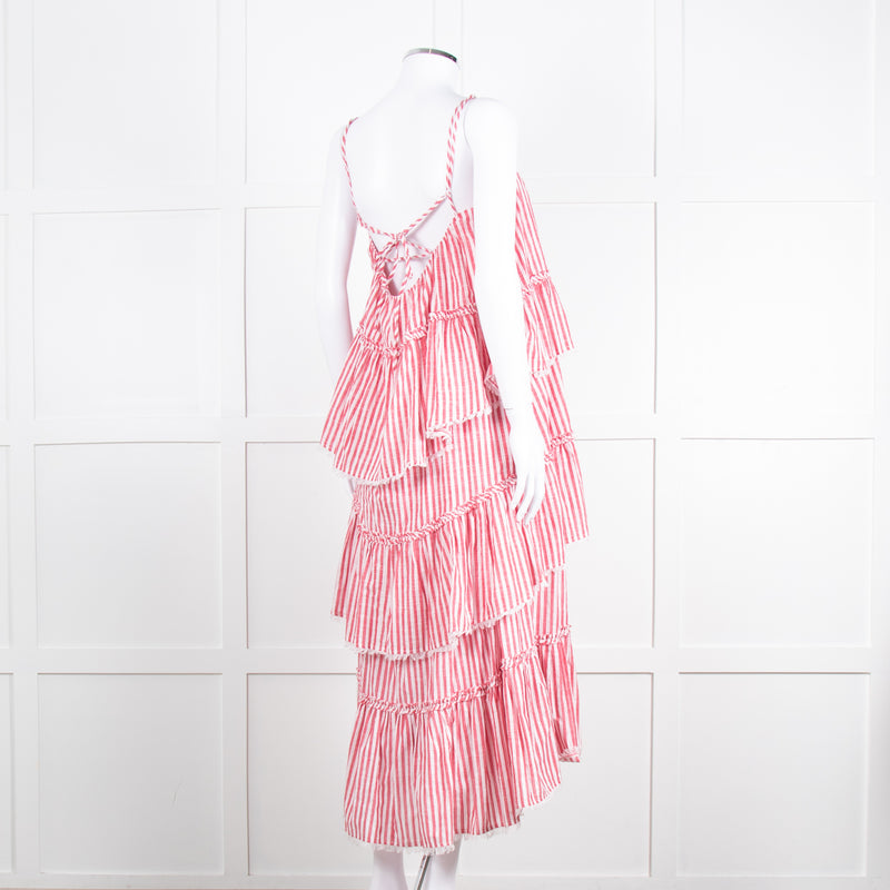 Cing a Sept Red and White Candy Stripe Tiered Strappy Dress